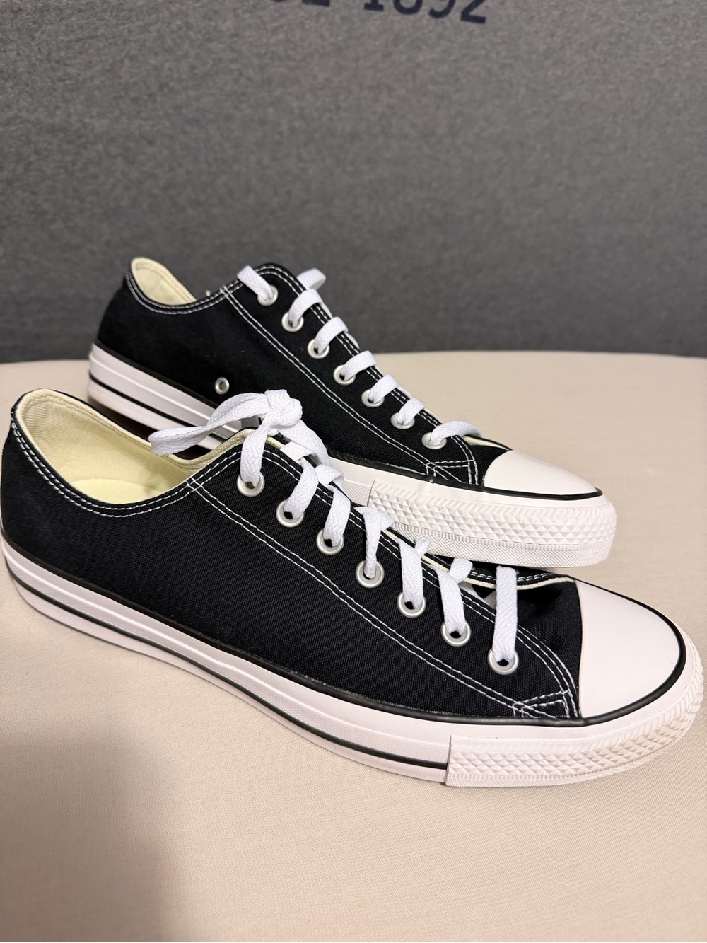 Classic Low-Top Canvas Sneakers in Black and White